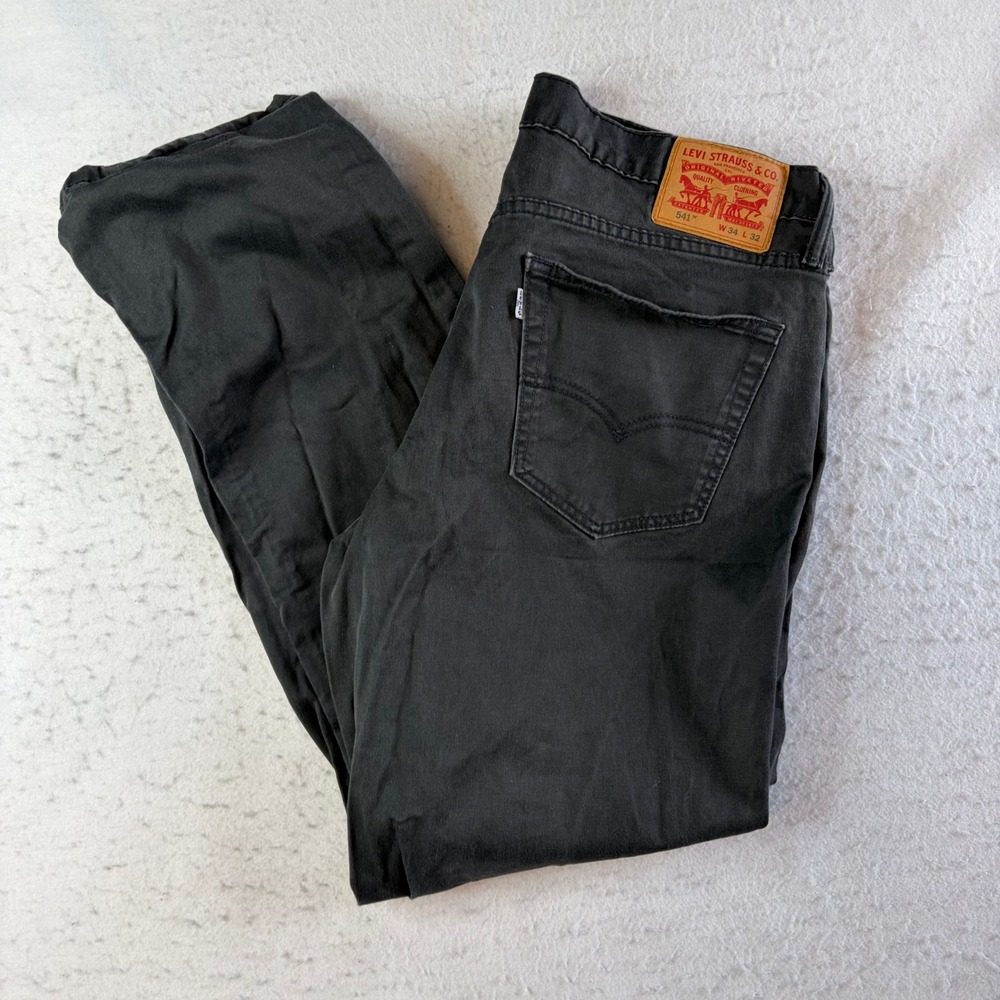 Levi's 541 Athletic Taper Jeans Mens 34x32 Black Stretch Denim